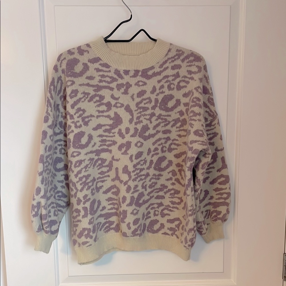 Main Strip Purple and Cream Crew Neck Sweater